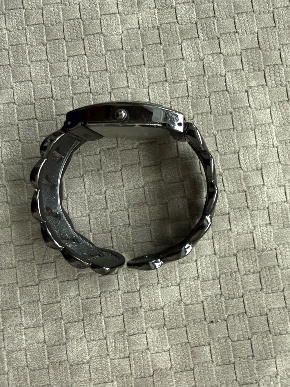 Studio gun metal open bracelet Women's Quartz Watch with White Dial